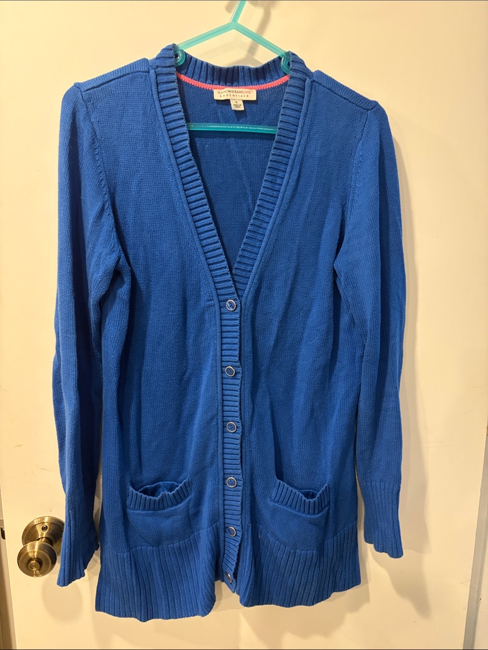 Isaacmizrahi Live small Essentials Bright Blue Button-Up Women's Cardigan